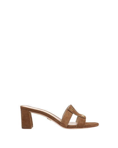 Via Suede Mid-Heel Sandal